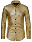 preiswerte Formelle Hemden-Herren Hemd Bogengimpe Umlegekragen Täglich Button-Down Oberteile Casual Schwarz Silber Gold