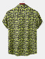 preiswerte Bedruckte Herrenhemden-Herren Hemd Leopard Umlegekragen Casual Täglich Kurzarm Oberteile Tropisch Grün