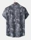 billige Skjorter med tryk til mænd-Herre Skjorte Sommer skjorte Leopard Aftæpning Sort / Grå Hvid Lyserød Navyblå Blå Afslappet Daglig Kortærmet Tøj Tropisk