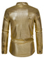 Χαμηλού Κόστους Επίσημα πουκάμισα-Ανδρικά Πουκάμισο Άργιλος Κουμπωτός γιακάς Καθημερινά Κουμπί-Κάτω Άριστος Καθημερινό Μαύρο Ασημί Χρυσό