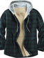 cheap Flannel Shirts-Men&#039;s Flannel Shirt Jacket Shirt Jacket Shacket Long Sleeve Plaid Hooded Black / Gray Dark Green Khaki Print Street Daily Button-Down Clothing Apparel Fashion Casual Comfortable