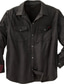 billige Hverdagsskjorter-Herre Flanell skjorte Helfarve Aftæpning Vin Sort Langærmet Gade Daglig Knap ned Toppe Mode Afslappet Bekvem