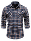 billige Fritidsskjorter-herreskjorte med rutet krage tilfeldig daglig topper med lange ermer tilfeldig blå/svart svart + hvit rød+marineblå