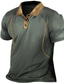 baratos Polo 3D-Homens Camiseta Polo Camisa de golfe Bloco de cor Aberto para a Lateral Azul Amarelo Verde Tropa Camelo Impressão 3D Ao ar livre Rua Manga Curta Botão para baixo Imprimir Roupa Moda Designer Casual