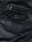 cheap Men’s Furs &amp; Leathers-Men&#039;s Faux Leather Jacket Biker Jacket Winter Regular Solid Color Full Zip Simple Chic &amp; Modern Daily Motorcycle Waterproof Warm Black light coffee