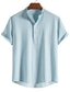 billiga fritidsskjortor för män-Herr Casual skjorta Randig Hög krage Gata Dagligen Button-Down Kortärmad Blast Ledigt Mode Bekväm Vit Svart Rodnande Rosa