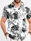 tanie Koszule hawajskie-Męskie Koszula Koszula hawajska Letnia koszula Aloha Wieczorne czarny / biały Żółty Granatowy Nadruk Na zewnątrz Ulica Krótki rękaw Przycisk w dół Odzież Moda Designerskie Codzienny Oddychający