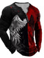 cheap Men&#039;s Graphic Tshirt-Men&#039;s T shirt Tee Henley Shirt Tee Graphic Color Block Wings Henley Black / Red Green Blue Red Long Sleeve 3D Print Plus Size Outdoor Daily Button-Down Print Tops Basic Designer Classic Comfortable