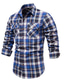お買い得  カジュアルシャツ-メンズ シャツ チェックカラー カジュアル デイリー 長袖 トップス カジュアル ブルー/ブラック 黒+白 赤+紺