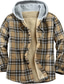 cheap Flannel Shirts-Men&#039;s Flannel Shirt Jacket Shirt Jacket Shacket Long Sleeve Plaid Hooded Black / Gray Dark Green Khaki Print Street Daily Button-Down Clothing Apparel Fashion Casual Comfortable