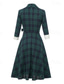 billige Arbeidskjoler-kvinners tartankjole svingkjole rutete kjole vintagekjole grønn rød langermet rutete blonder vinter høstskjorte krage moden vinterkjole høstkjole 2022 s m l xl xxl