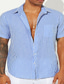 billiga fritidsskjortor för män-Herr Seersucker skjorta Sommarskjorta Randig Nedvikt Svart Gul Rubinrött Blå Purpur Gata Dagligen Kortärmad Button-Down Kläder Lättvikt Mjukt Andningsfunktion Bekväm