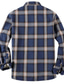 cheap Overshirts-Men&#039;s Winter Jacket Shirt Jacket Winter Coat Sherpa jacket Flannel Jacket Warm Casual Jacket Outerwear Plaid / Check Dark Navy Brown
