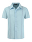 رخيصةأون قمصان رجالية عادية-رجالي قميص قميص Guayabera أسود أبيض أزرق أزرق فاتح رمادي كم قصير مطبوعات غرافيك طوي الختم الساخن الأماكن المفتوحة شارع زر أسفل ملابس موضة كاجوال متنفس