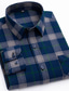billige Pæne skjorter-Herre Skjorte Jakkesætsskjorter Langærmet Skotskternet Firkantet hals A B C D E Afslappet Daglig krave skjorter Tøj Designer