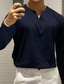 billige Casual T-skjorter for menn-Herre T skjorte Langermet skjorte عادي V-hals Gate Feriereise Langermet Klær Fritid Bekvem