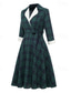 billige Arbeidskjoler-kvinners tartankjole svingkjole rutete kjole vintagekjole grønn rød langermet rutete blonder vinter høstskjorte krage moden vinterkjole høstkjole 2022 s m l xl xxl