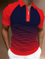 cheap Zip Polo-Men&#039;s Collar Polo Shirt Golf Shirt Gradient Striped Turndown Green Blue Light gray Red Black 3D Print Outdoor Street Short Sleeves Zipper Print Clothing Apparel Fashion Designer Casual Breathable