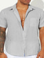 billiga fritidsskjortor för män-Herr Seersucker skjorta Sommarskjorta Randig Nedvikt Svart Gul Rubinrött Blå Purpur Gata Dagligen Kortärmad Button-Down Kläder Lättvikt Mjukt Andningsfunktion Bekväm