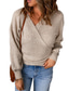 tanie Swetry-sweter damski sweter sweter w kratkę dzianina jednokolorowa stylowy casual z długim rękawem regular fit sweter rozpinany dekolt w szpic jesień zima niebieski fioletowy różowy / wakacje / wyjście