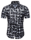 billige Skjorter med tryk til mænd-Herre Skjorte Sommer skjorte Grafisk Klassisk krave Sort Navyblå Afslappet Daglig Kortærmet Tøj Enkel