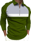 billiga klassisk polo-Herr POLO Shirt Golftröja Quarter Zip Polo Färgblock Nedvikt Armégrön Marinblå Svart Gata Dagligen Långärmad Dragkedja Kläder Mode Ledigt Bekväm