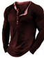 お買い得  メンズヘンリーシャツ-男性用 ヘンリーシャツ Tシャツ 1950年代風 長袖 純色 ヘンリー カジュアル 日常 ボタンダウン プリント 服装 ライトウェイト 1950年代風 カジュアル ブラック ダークレッド ライトグレー