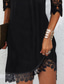 ieftine rochie mini neagra-rochie de dama din dantela rochie scurta mini neagra cu maneca scurta culoare pura fara spate patchwork primavara vara bretele spaghetti umar rece modern matur 2022 xl
