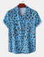abordables Camisas estampadas para hombre-Hombre Camisa Camisa de verano Leopardo Cuello Vuelto Negro / Gris Blanco Rosa Azul Marino Azul Piscina Casual Diario Manga Corta Ropa Tropical