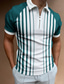 abordables polo classique-chemise de golf pour hommes imprimé rayé rabat décontracté fermeture à glissière quotidienne impression à manches courtes hauts mode décontractée respirant confortable vert chemise d&#039;été