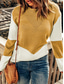 olcso Pulóverek-női pulóver pulóver horgolt kötött kötött geometrikus nyakú stílusos alkalmi mindennapi kirándulás ősz tél khaki sötétkék s m l / hosszú ujjú