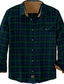 cheap Flannel Shirts-Men&#039;s Flannel Shirt Plaid Turndown White+Red Green Wine Navy Blue Green / White Long Sleeve Print Street Daily Button-Down Tops Fashion Casual Comfortable