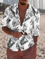 abordables Camisas hawaianas-Hombre Camisa camisa hawaiana Floral Cuello Vuelto Negro / Blanco Morado Arco Iris Exterior Calle Manga Larga Abotonar Estampado Ropa Moda Design Casual Transpirable