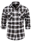 economico Camicie casual-camicia da uomo colletto a quadri casual quotidiano manica lunga top casual blu / nero nero + bianco rosso + blu navy