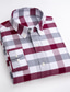 billiga Formella skjortor-Herr Skjorta Rutig skjorta Button Down skjorta Skjorta med krage Oxford skjorta Pläd / Rutig Nedvikt Vitgrå Vin Kaki Tryck Arbete Dagligen Långärmad Button-Down Kläder Affär Ledigt Bekväm