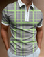voordelige 3D-ritspolo-Voor heren POLO Shirt Golfshirt T-shirt Ruitjes Kraag Straat Dagelijks Vetoketju Afdrukken Korte mouw Tops Sportkleding Casual Modieus Comfortabel Groen blauw Geel / Zomer