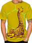 billiga T-shirts med 3D-tryck till herrar-Herr Unisex T-shirt Djur Giraff Grafiska tryck Rund hals Purpur Gul Kaki Orange Grå 3D-tryck Utomhus Gata Kortärmad Mönster Kläder Sport Designer Ledigt Stor och hög / Sommar / Sommar