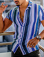 cheap Men&#039;s Casual Shirts-Men&#039;s Shirt Summer Shirt Striped Turndown Black / White Navy Blue Orange Street Casual Short Sleeve Button-Down Clothing Apparel Fashion Classic Comfortable Big and Tall