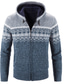 cheap Men&#039;s Cardigan Sweater-Men&#039;s Sweater Cardigan Sweater Zip Sweater Sweater Jacket Fleece Sweater Chunky Knit Cropped Zipper Knitted Argyle Hooded Basic Stylish Outdoor Daily Clothing Apparel Winter Fall Wine Dusty Blue M L