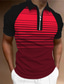 cheap Zip Polo-Men&#039;s Collar Polo Shirt Golf Shirt Gradient Striped Turndown Green Blue Light gray Red Black 3D Print Outdoor Street Short Sleeves Zipper Print Clothing Apparel Fashion Designer Casual Breathable