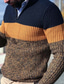 billige sweater til mænd-Herre Bluse Pullover trøje Rillet Strikke Beskåret Lynlås Strikket Farveblok Høj krave Basale Stilfuld udendørs Daglig Tøj Vinter Efterår Orange Grå S M L