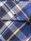 billige Fritidsskjorter-herreskjorte med rutet krage tilfeldig daglig topper med lange ermer tilfeldig blå/svart svart + hvit rød+marineblå