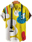 preiswerte Hawaiihemden-Herren Hemd Hawaiihemd Sommerhemd Sommerhemd Graphic Gitarre Musikinstrument Umlegekragen Weiß Gelb Marineblau Dunkelgrün Kamel Print Outdoor Strasse Kurze Ärmel Button-Down Bedruckt Bekleidung