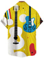 baratos Camisas havaianas-Homens Camisa Social Camisa havaiana camisa de verão Gráfico Guitarra Instrumento Musical Aberto para a Lateral Branco Amarelo Azul Marinha Verde Escuro Camelo Estampado Ao ar livre Rua Manga Curta