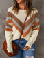 Недорогие Свитера-женский пуловер свитер джемпер вязаный крючком туника трикотажная водолазка в полоску стильный на каждый день для праздников осень зима черный+белый+серый серый+белый+розовый s m l / с длинными