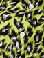 levne Pánské košile s potiskem-Pánské Košile Leopard Přehnutý Ležérní Denní Krátký rukáv Topy Tropický vzhled Trávová zelená