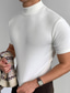 voordelige Casual T-shirts voor heren-Voor heren T-shirt Effen Kleur Opstaand Grijs Wit Zwart Straat Feestdagen Korte mouw Kleding Modieus Casual Comfortabel / Zomer / Lente / Zomer