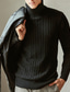 tanie sweter męski sweter-Męskie Sweter Sweter sweter Sweter z golfem Prążkowany Robić na drutach Dzianiny Jednokolorowe Golf Podstawowy Codzienny Codzienny Święto Odzież Zima Jesień Czarny Khaki M L XL