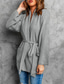 cheap Cardigans-Women&#039;s Cardigan Sweater Jumper Crochet Knit Lace up Knitted Pure Color Hooded Stylish Casual Daily Going out Fall Winter Gray One-Size / Long Sleeve