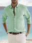 billige mænds fritidsskjorter-herreskjorte grafiske print turndown grøn blå hvid daglig ferie langærmet button-down tøj beklædning bomuld mode let afslappet behageligt / forår / strand